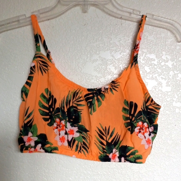 No Boundaries (2 pc) size 3-5 Coral Orange Hawaiian shirt with halter top nwot - Picture 3 of 4